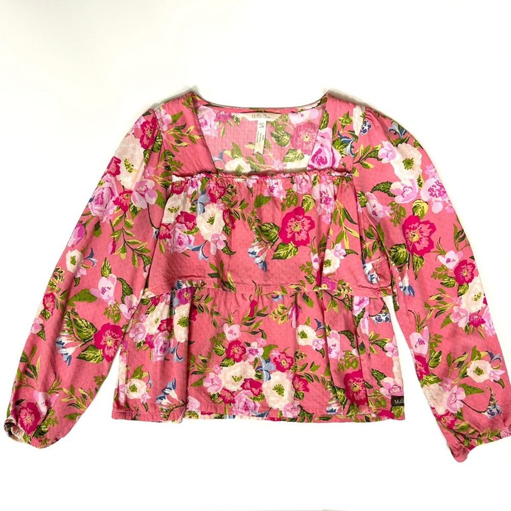 Matilda Jane Pink Floral Tiered Top, Size 12